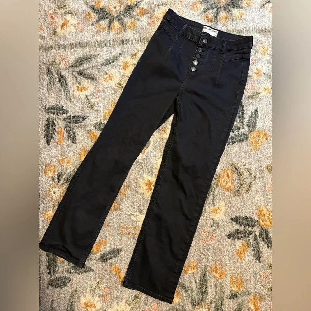 Free People We The Free Aura High Rise Slim Cigarette Jeans Womens Size 26 Black